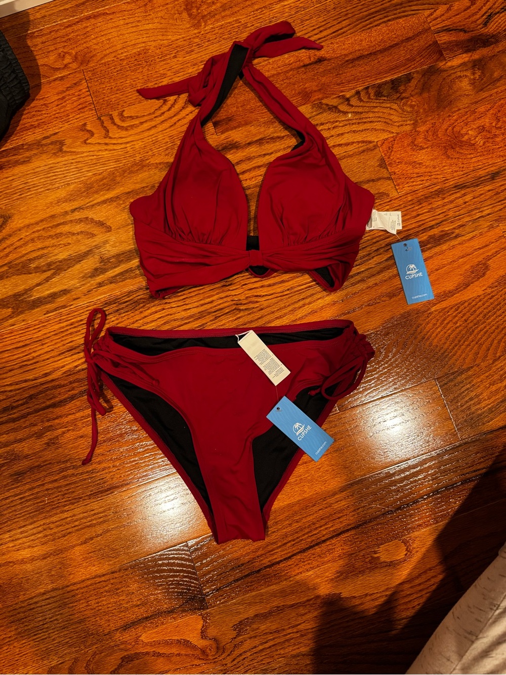 CupShe NWT The Euphoric Red Tankini Set S / M/ Burgandy/Maroon Bikini Swimsuit - Picture 4 of 7